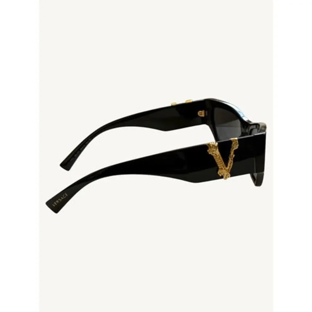 Versace VE4383 GB1/87 Black Cat Eye Sunglasses Gold Barocco V New Full Set